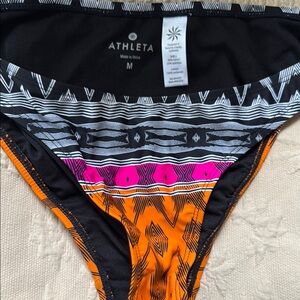 Athleta Black and Orange Patterned Bikini Bottom